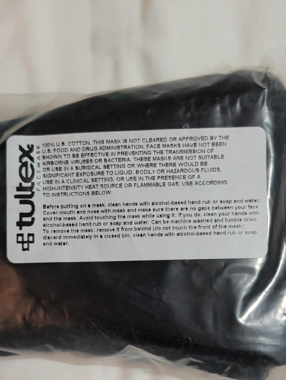 NWT Tultex Black Cotton Face Masks Washable Reusable 10-Pack Bundle